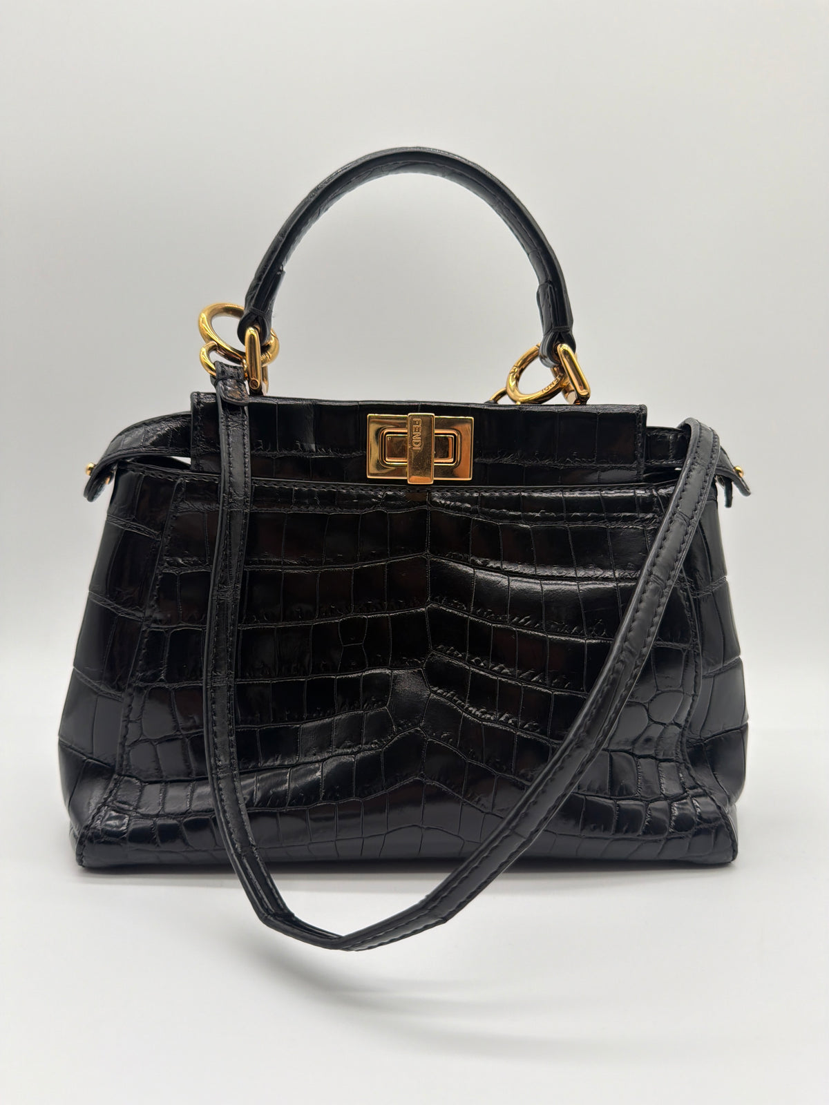 Fendi Peekaboo Mini Black Crocodile Bag image 1