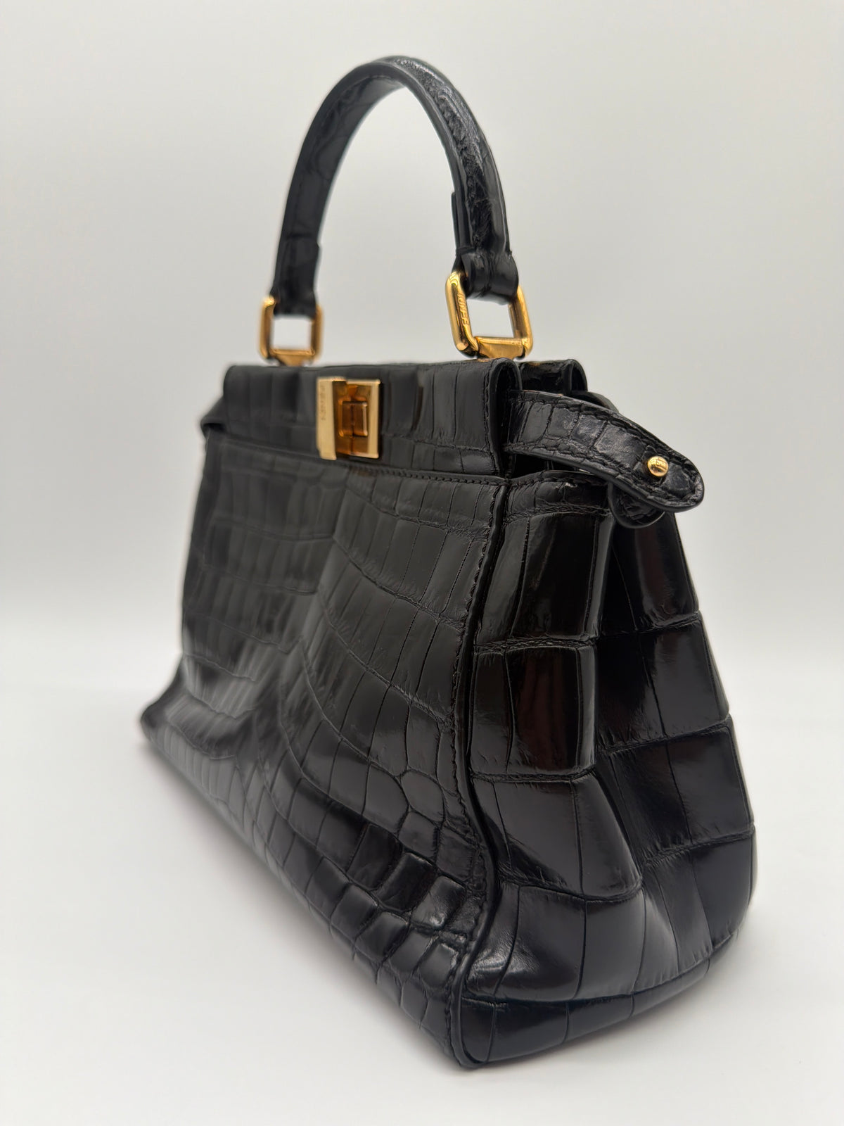 Fendi Peekaboo Mini Black Crocodile Bag image 3