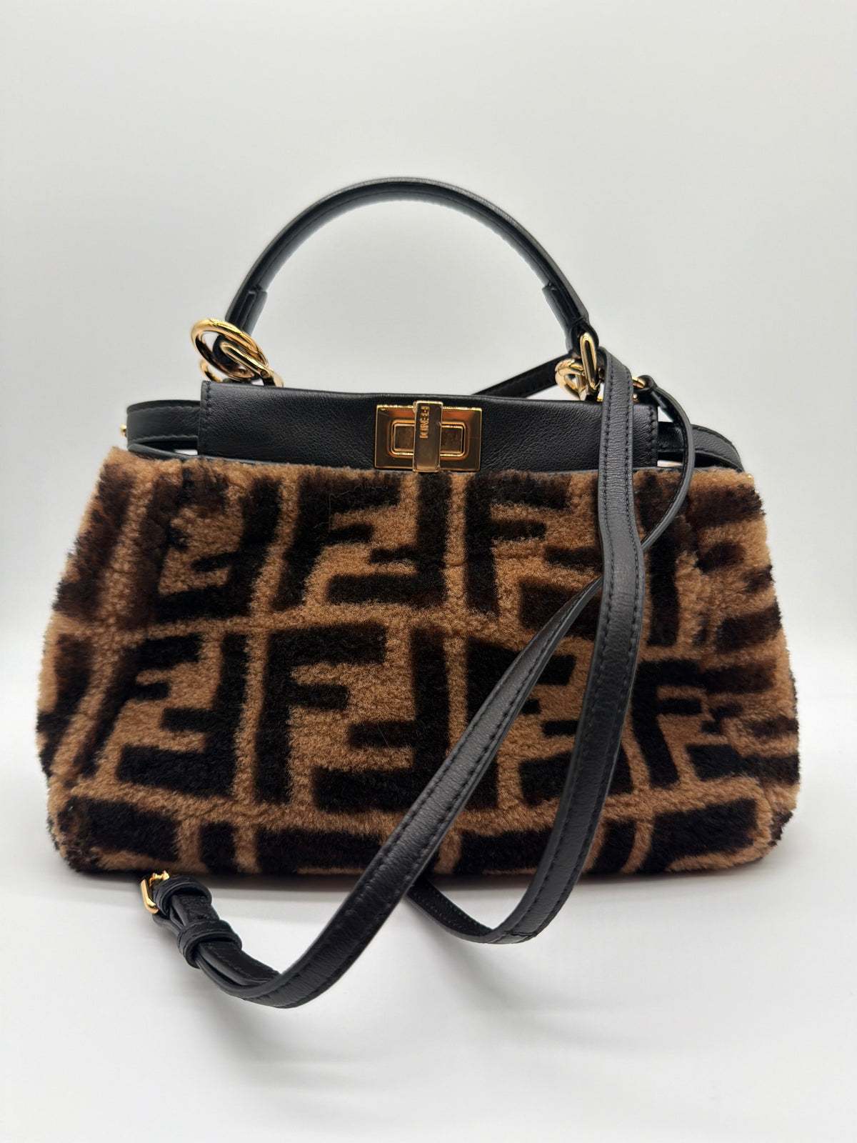 Fendi Shearling Nappa Macro FF 1974 Mini Peekaboo image 1