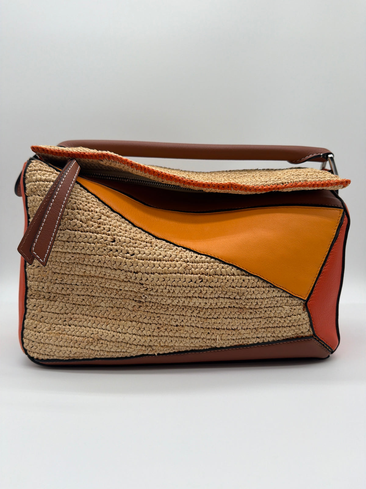 Loewe Calfskin & Raffia Medium Puzzle Bag image 2