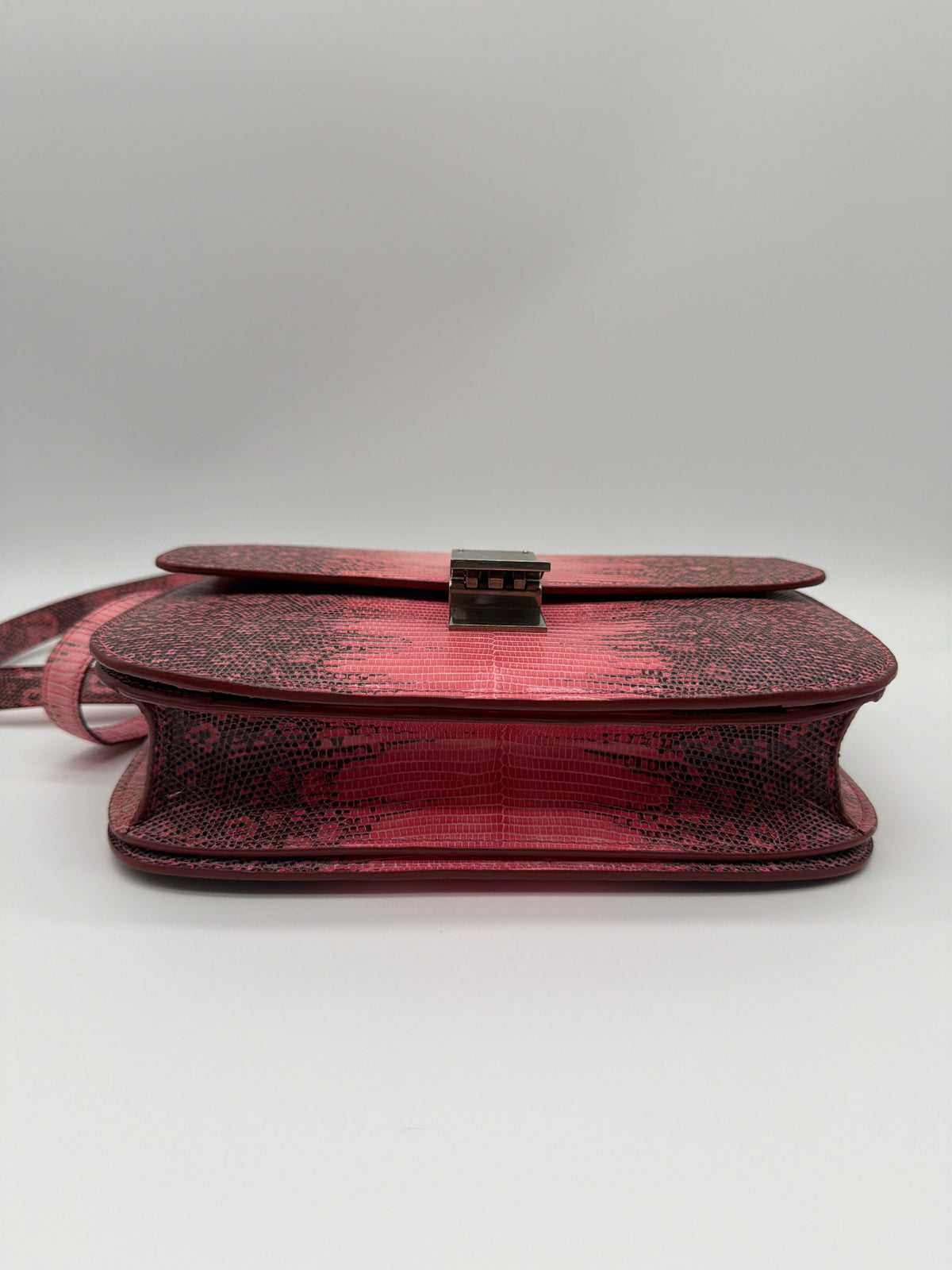 Celine Medium Classic Box in pink and black varanus salvator lizard skin image 4