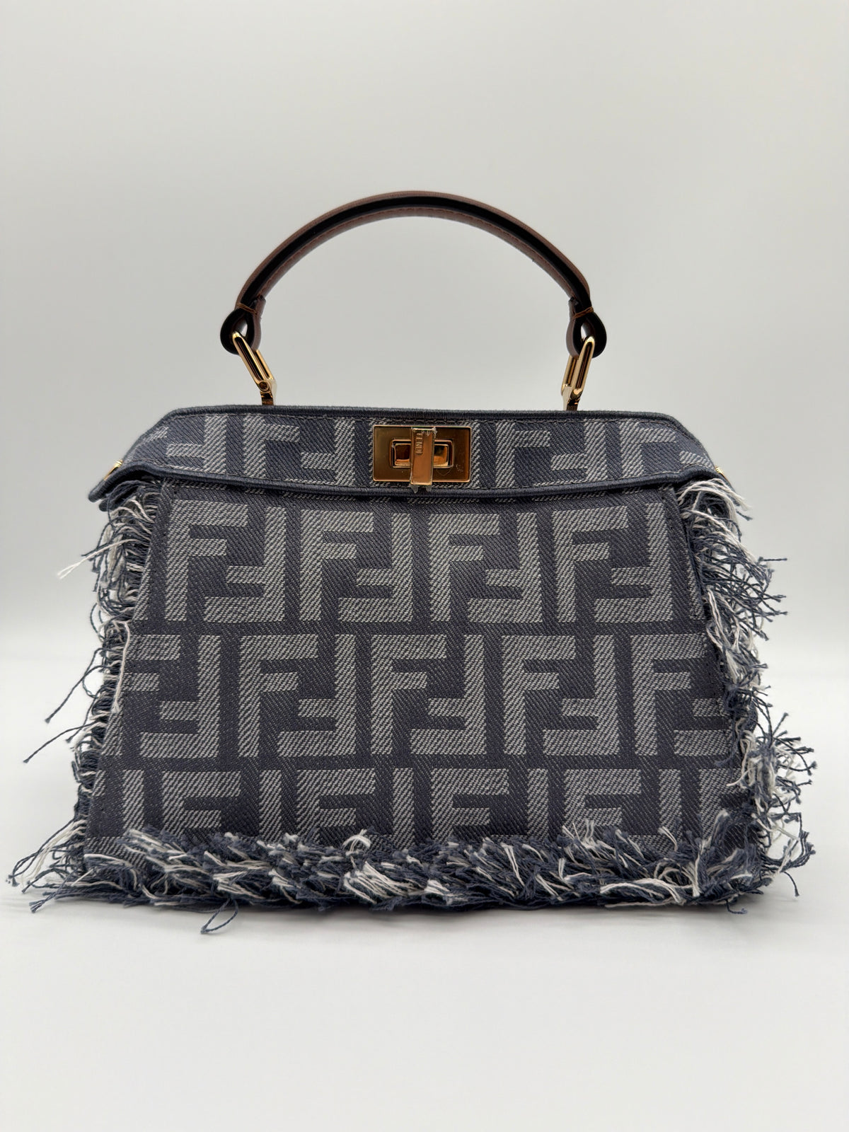 Fendi Peekaboo ISeeU Petite in blue denim FF jacquard  image 2