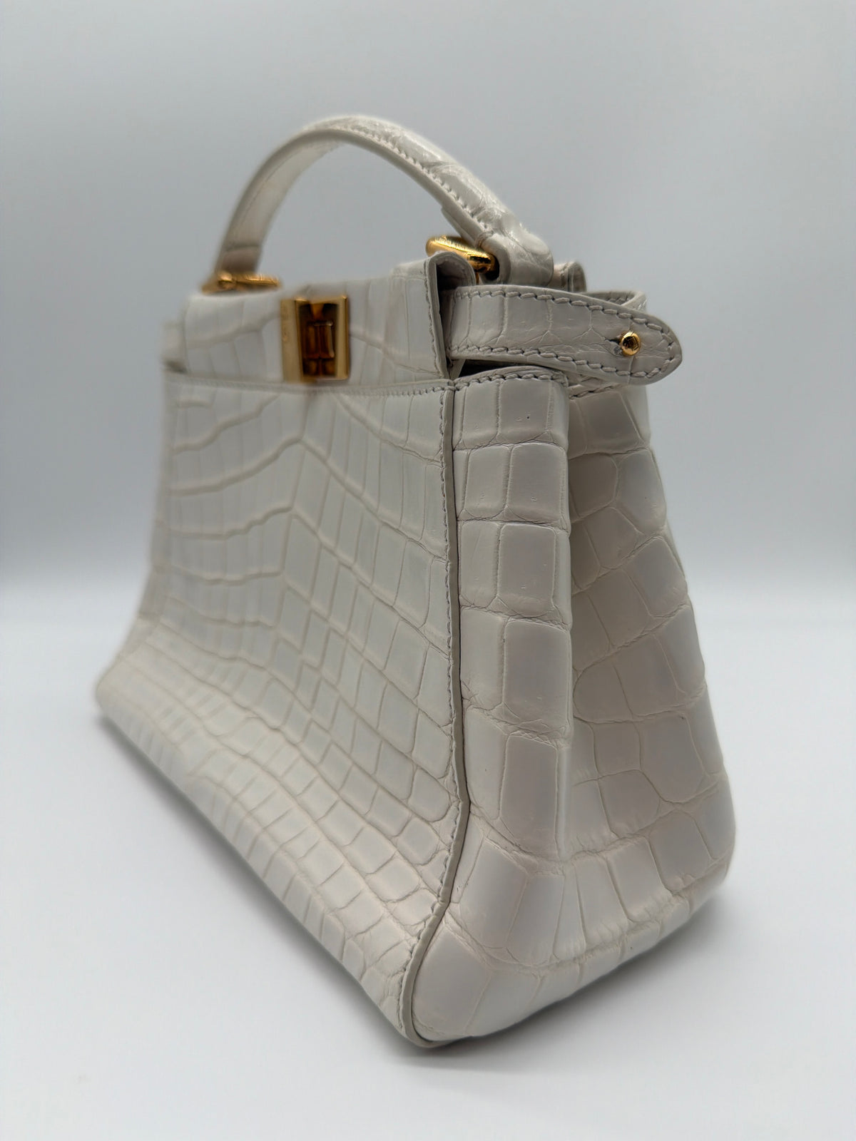 Fendi Peekaboo Mini in pearl white crocodile image 3