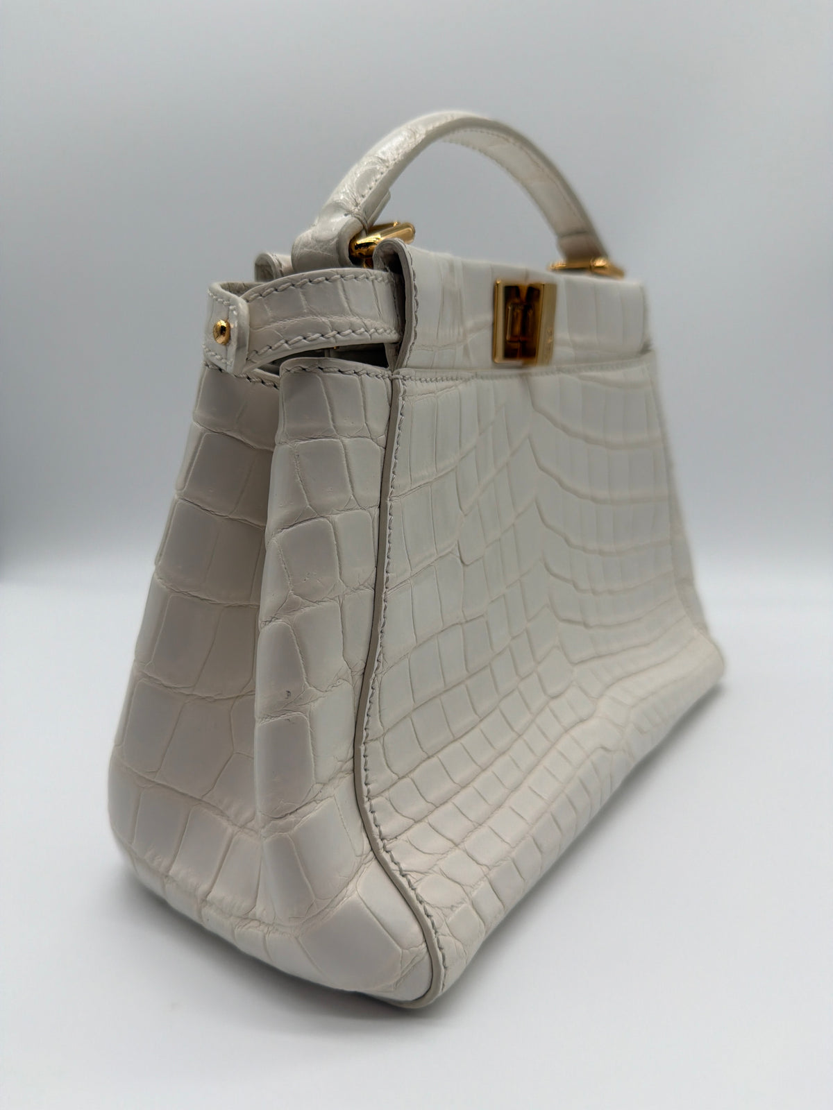 Fendi Peekaboo Mini in pearl white crocodile image 4