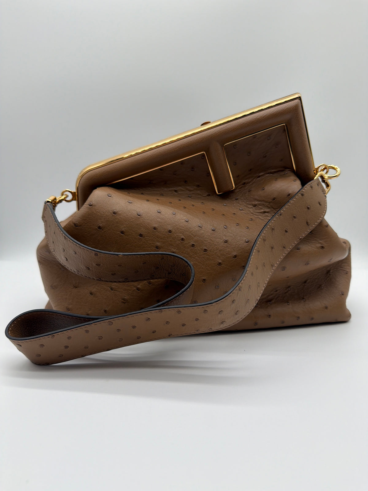Fendi First in brown ostrich image 1