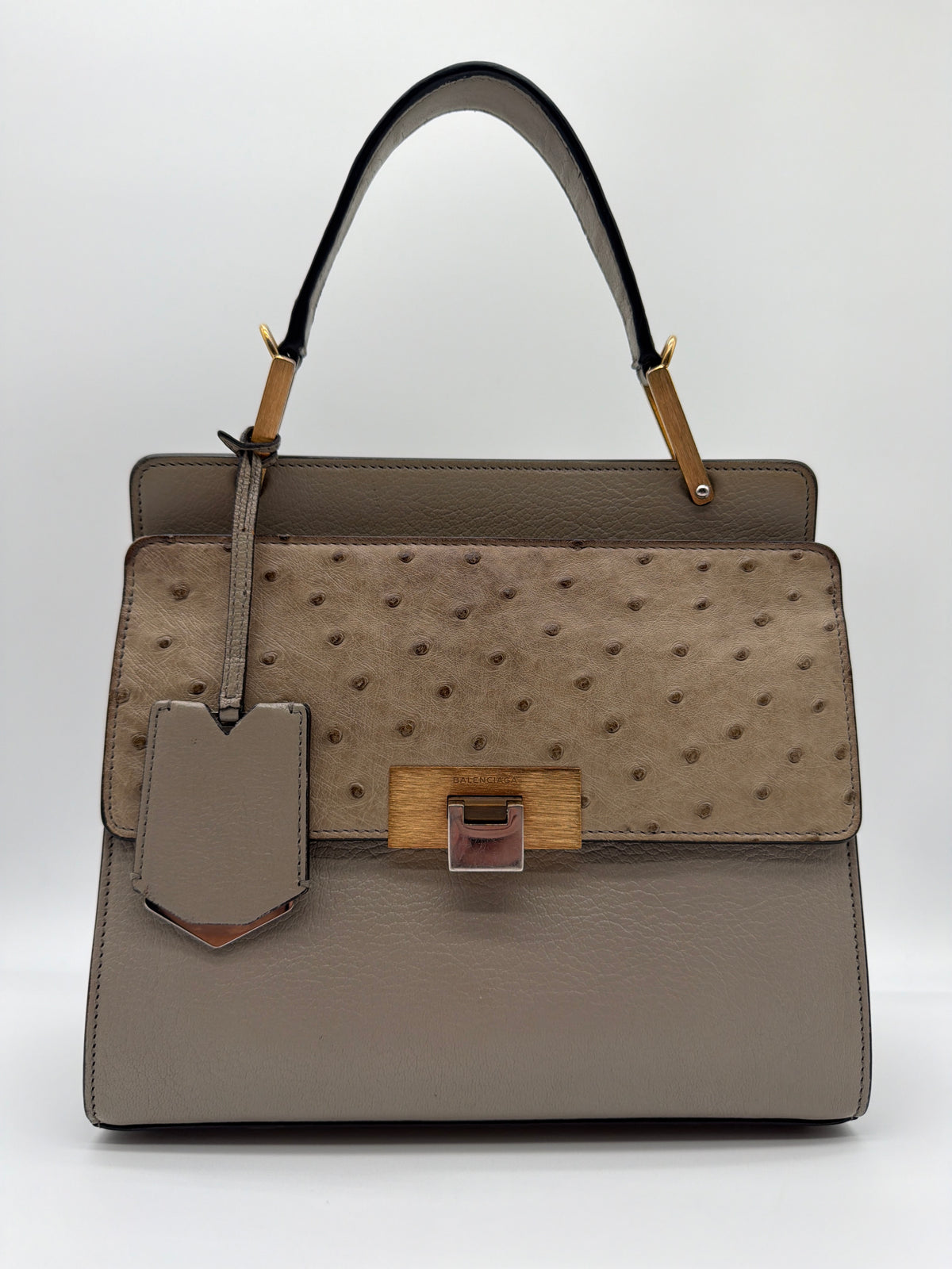 Balenciaga Ostrich-Trimmed Le Dix Cartable M image 1