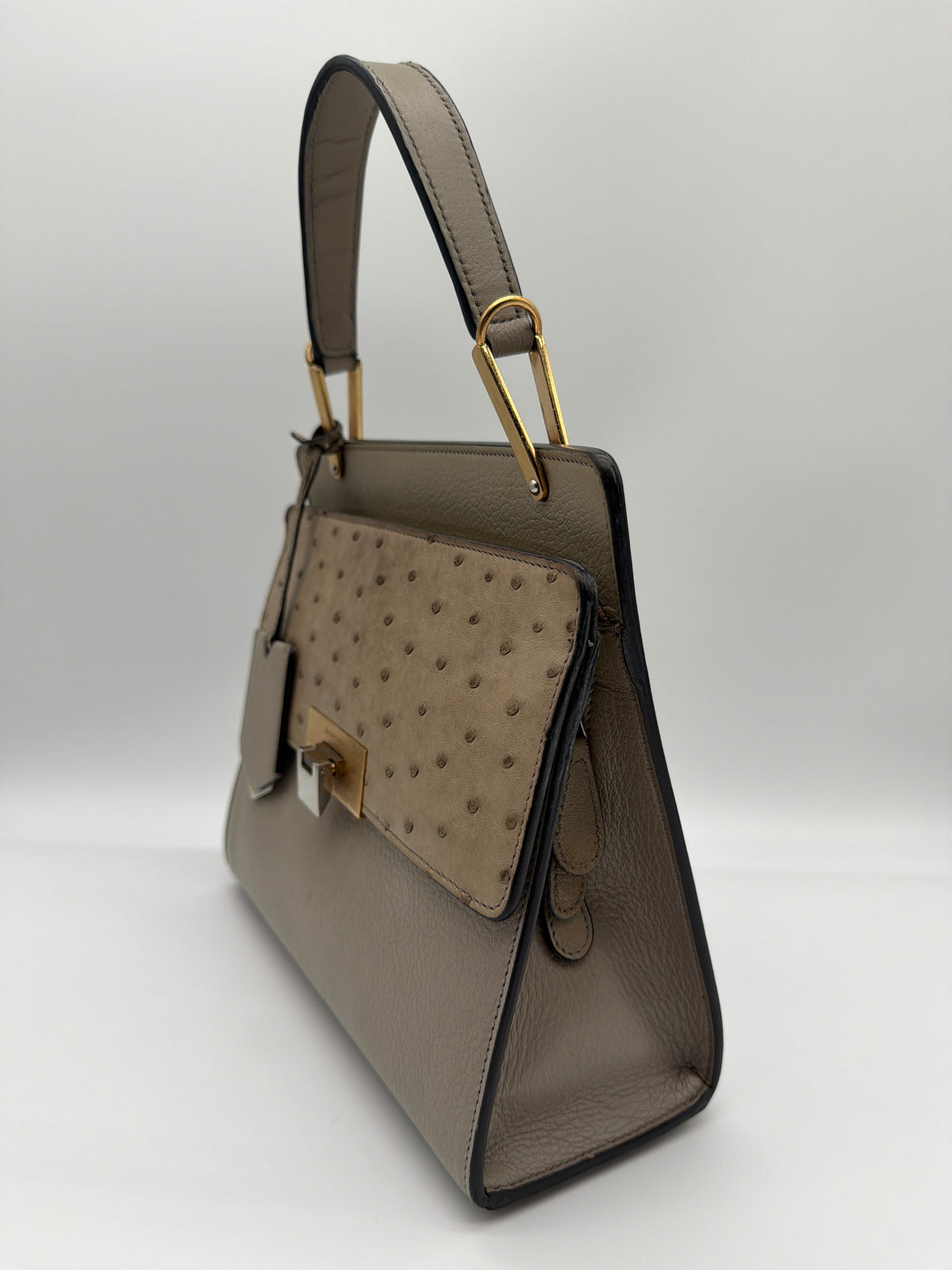 Balenciaga Ostrich-Trimmed Le Dix Cartable M image 2