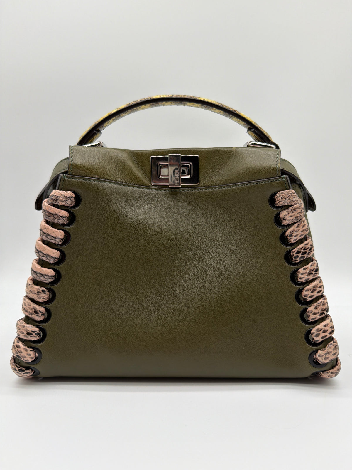 Fendi Mini Whipstitch Peekaboo Bag in olive green image 2