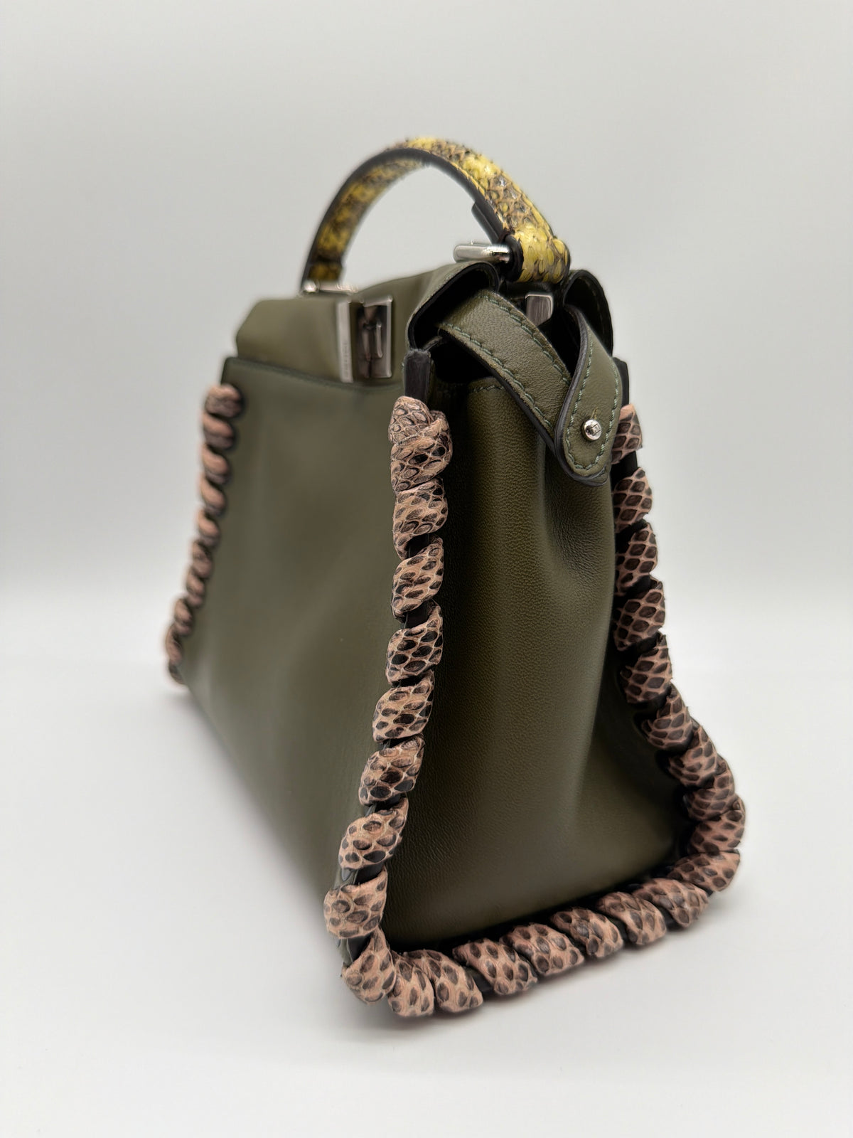 Fendi Mini Whipstitch Peekaboo Bag in olive green image 3