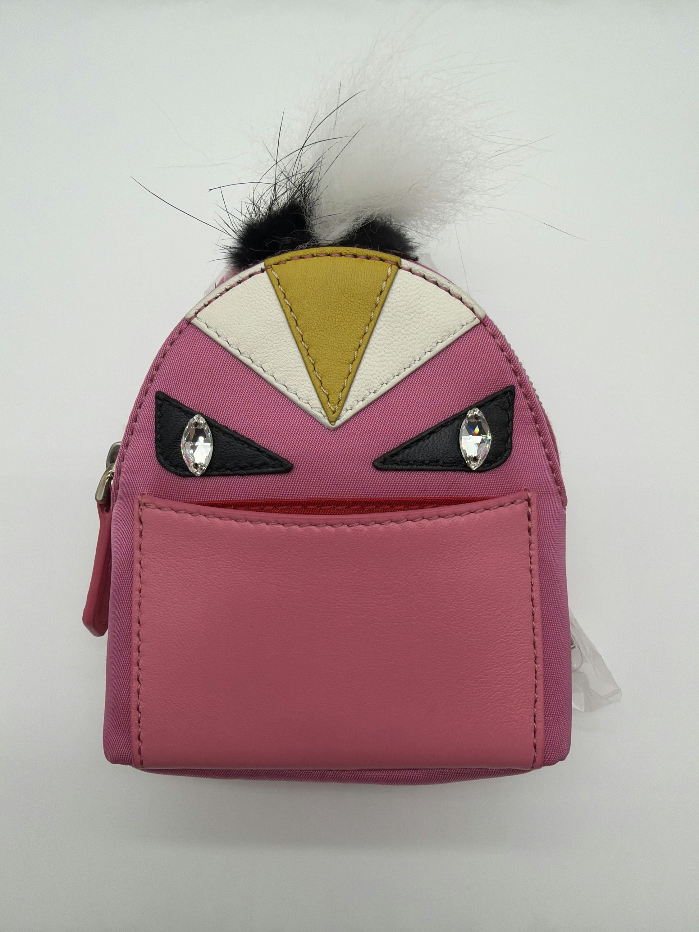 Fendi Monster Micro Backpack bag charm in pink
