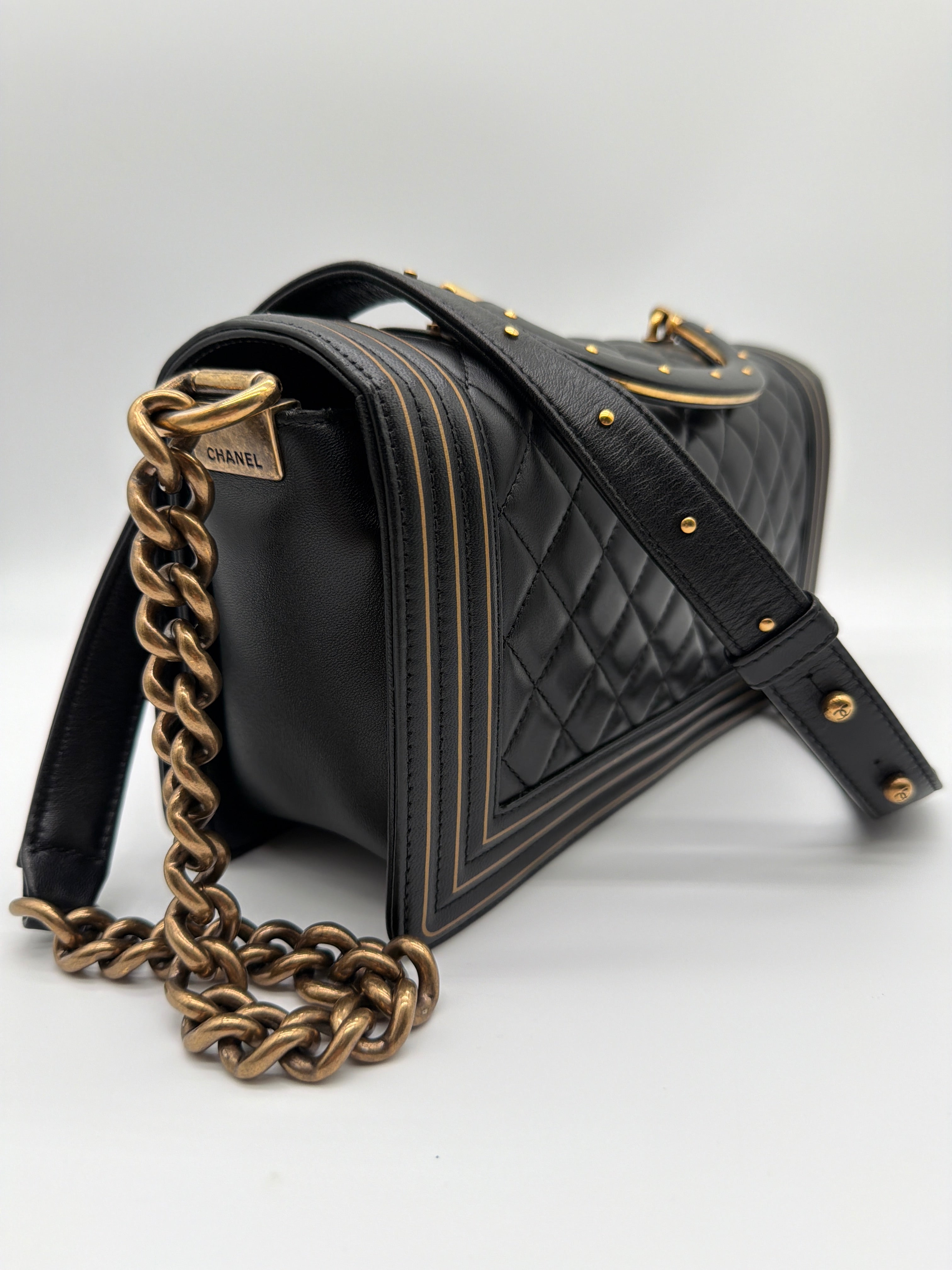 Chanel Boy Studded Handle Flap Bag - image 3