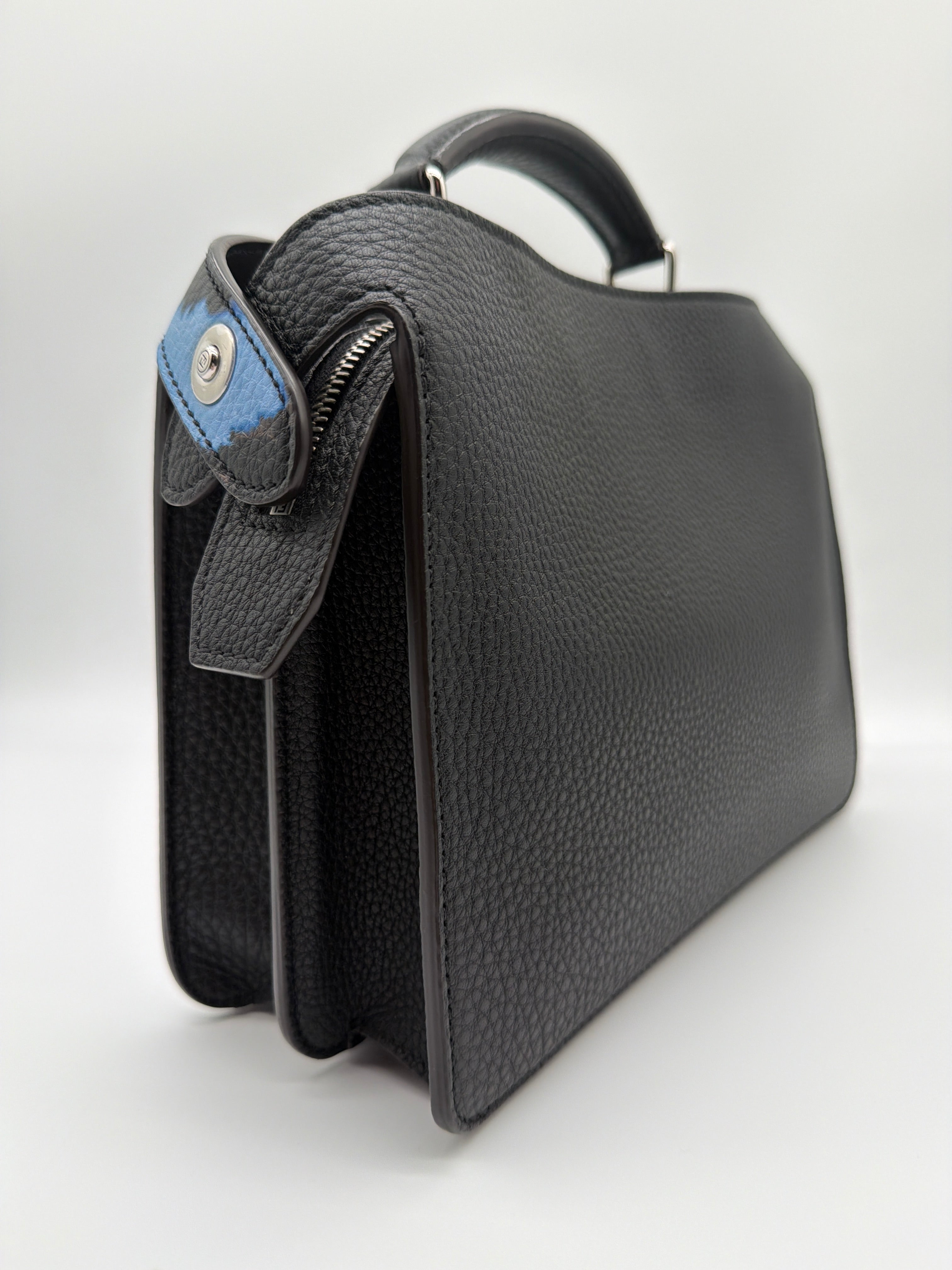 Fendi Black/Blue Cloud Graphic Leather Small Peekaboo Iseeu — image 3