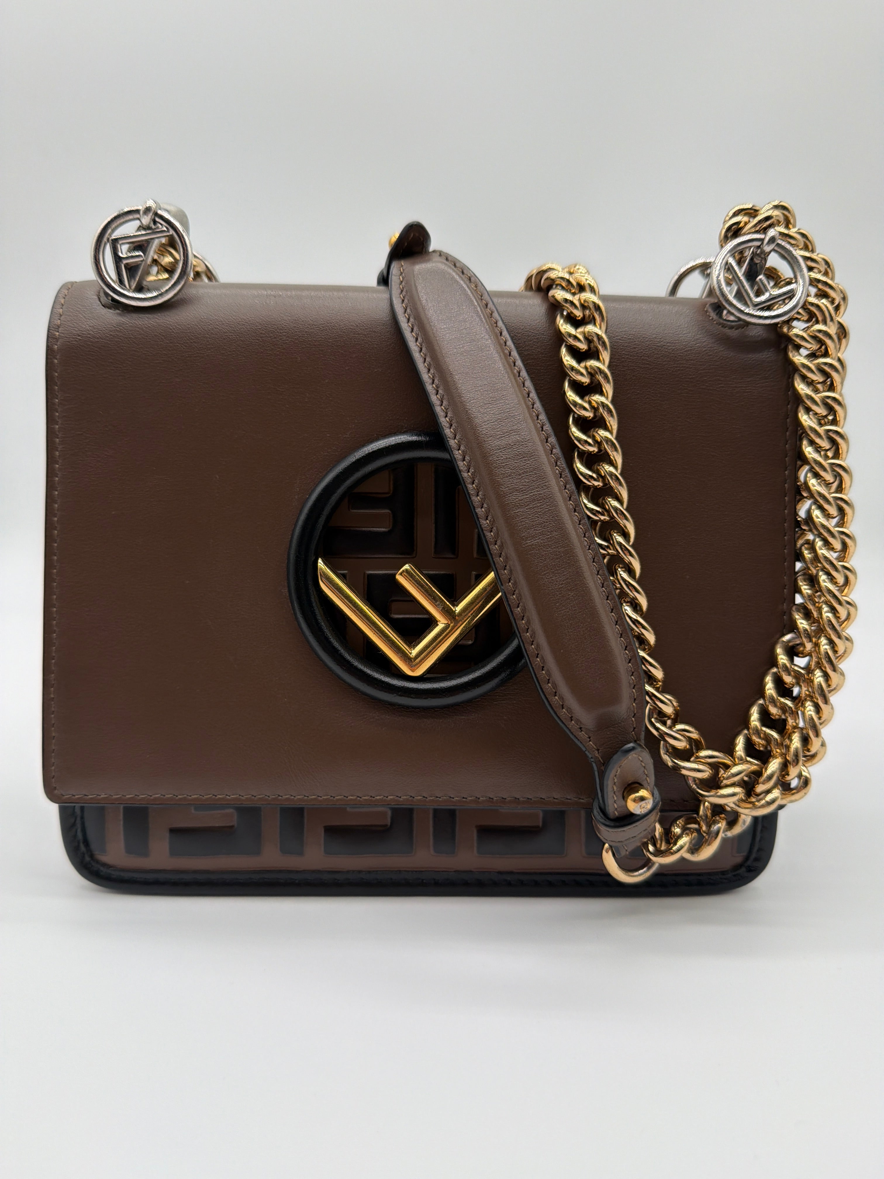 Fendi Kan I F small shoulder bag in brown and black - image 1