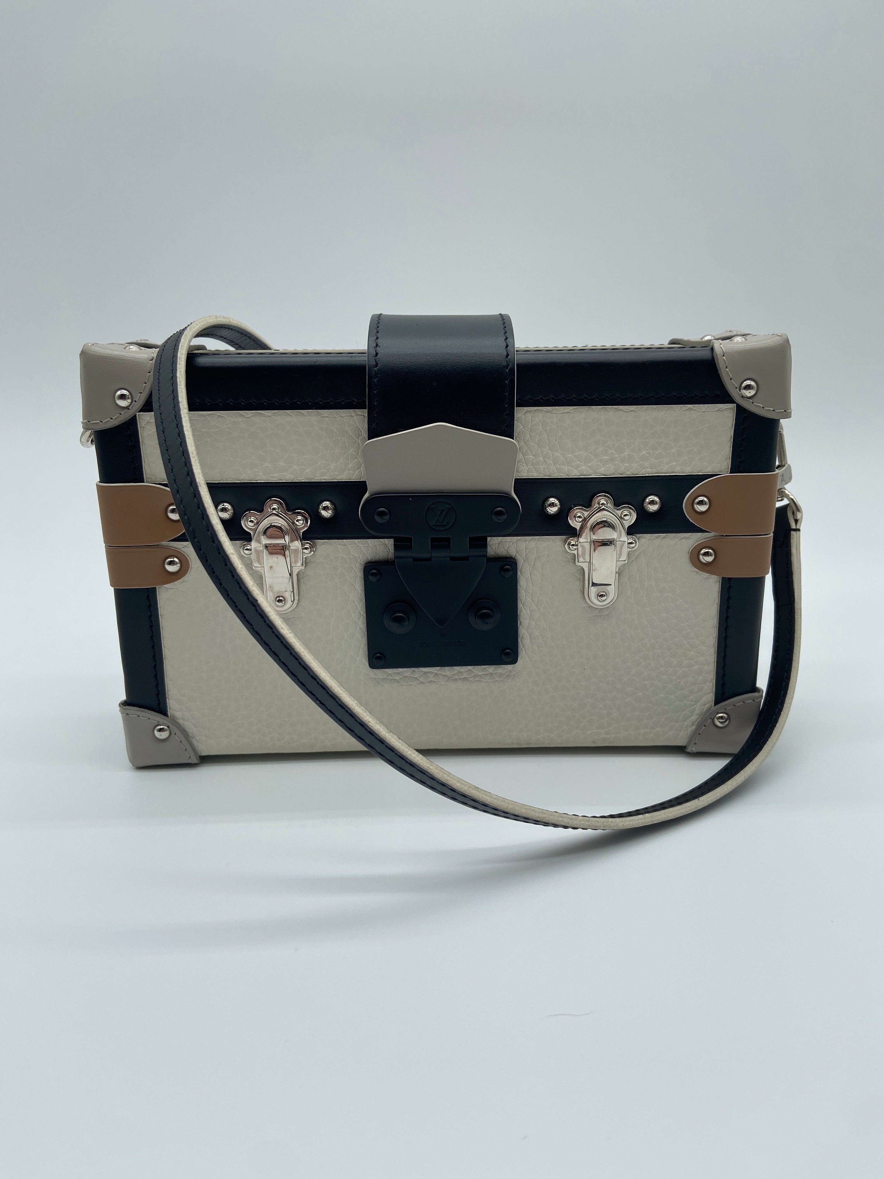 Louis Vuitton Epi Petite Malle bag in white and black leather with silver-tone hardware — image 1