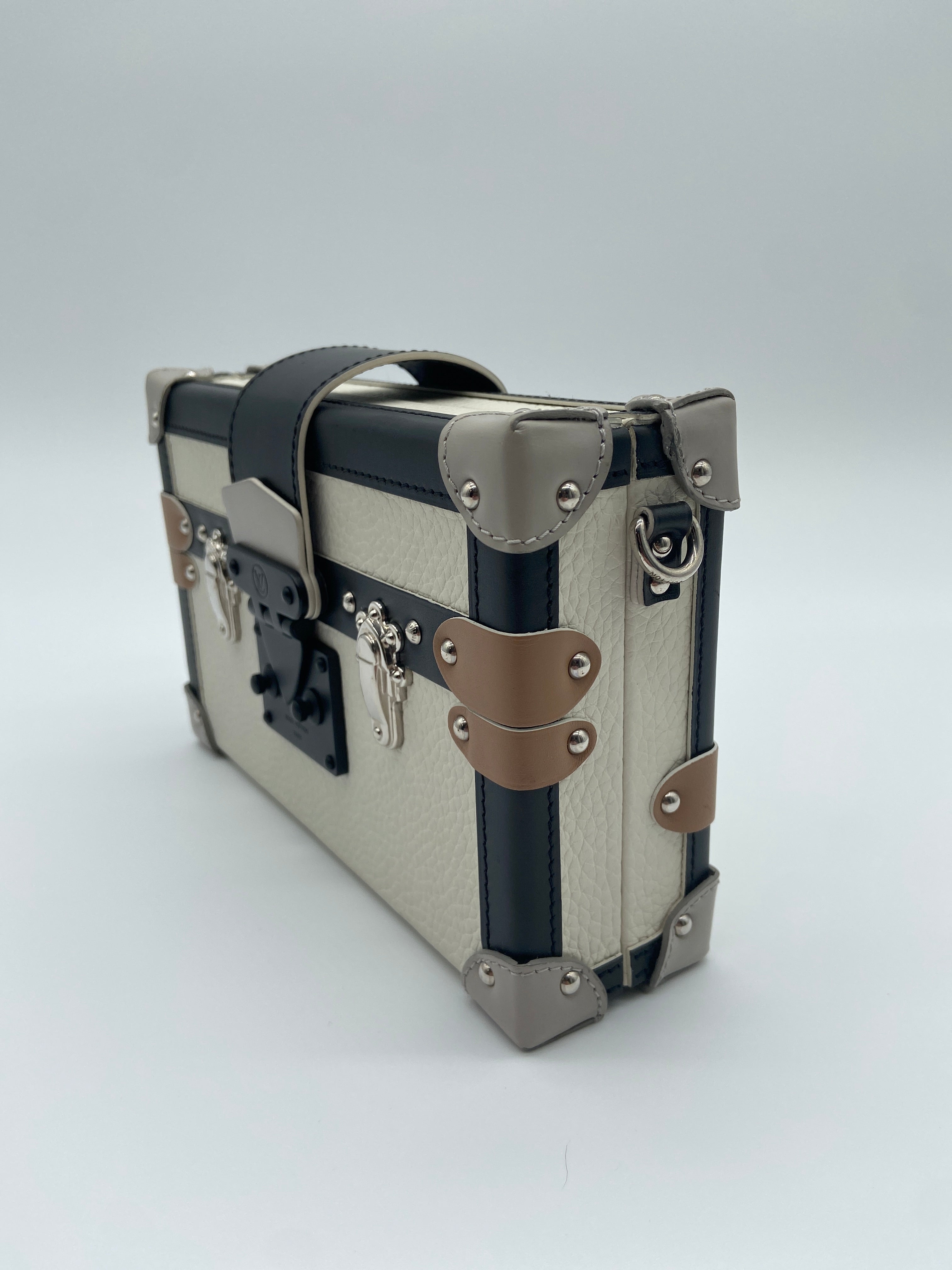 Louis Vuitton Epi Petite Malle bag in white and black leather with silver-tone hardware — image 3