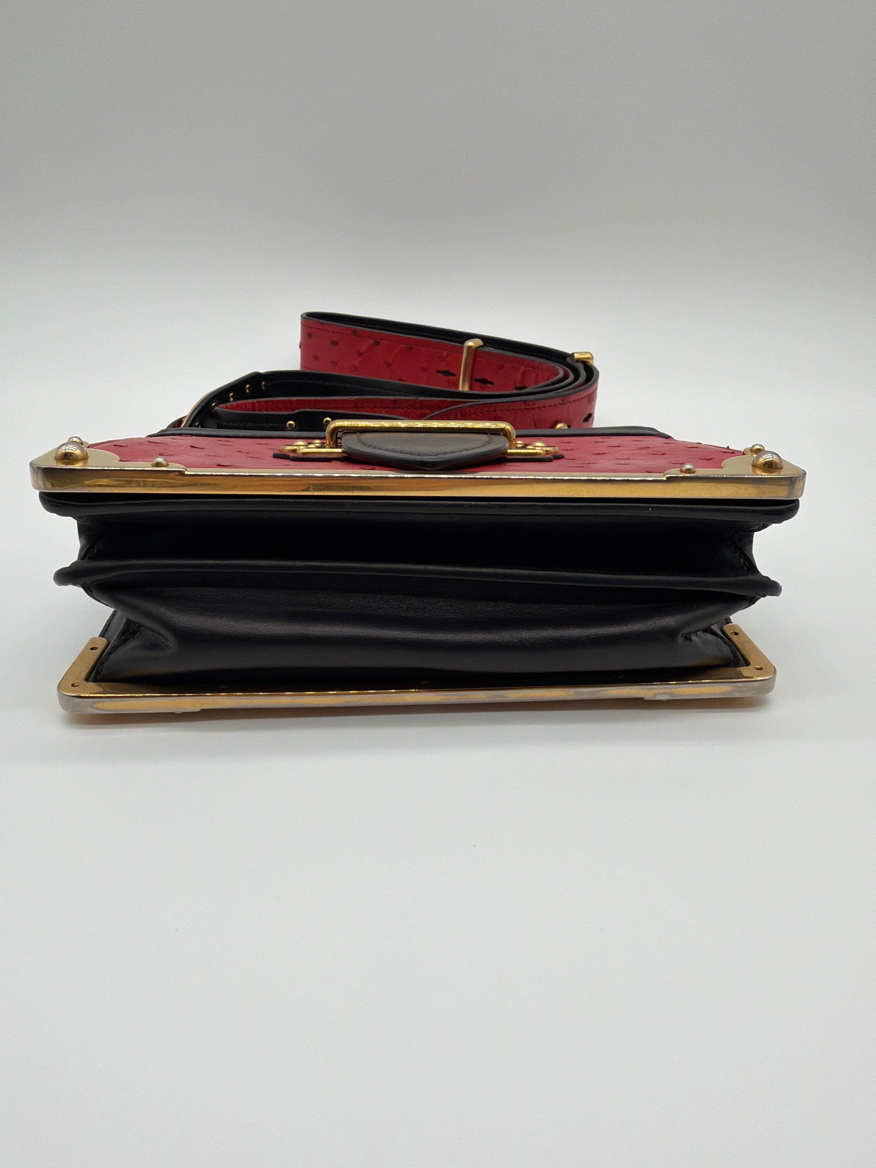 Prada City Calfskin Ostrich Cahier Bag in Fuoco and Black — image 5
