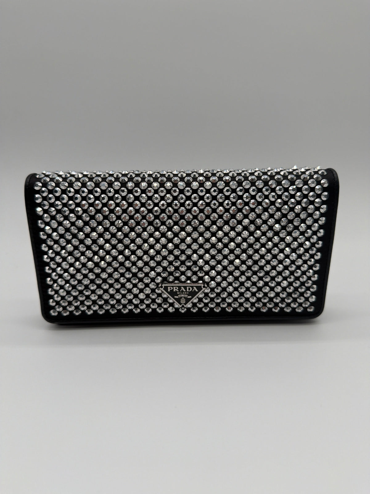 Prada Satin Crystal Metal Triangle Logo Mini — image 1