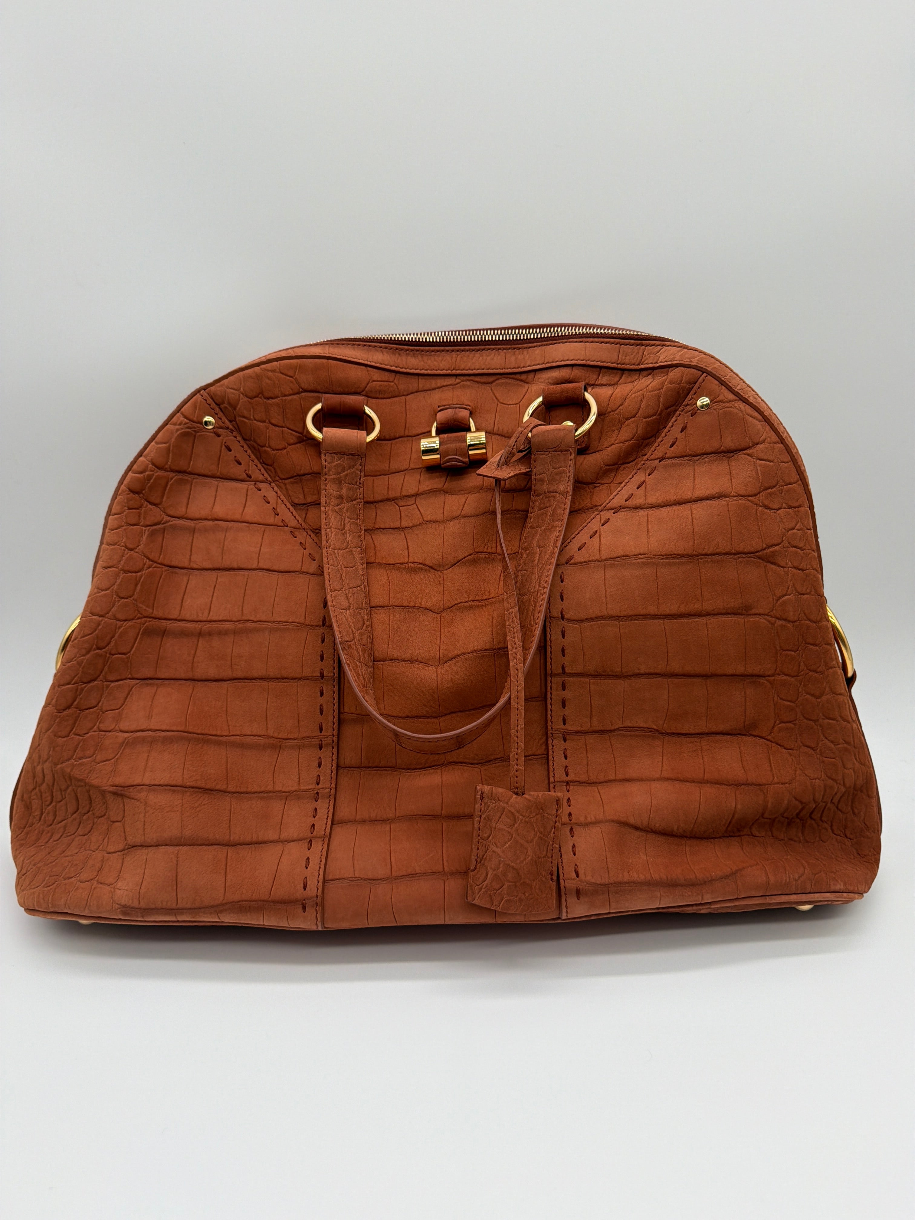 Saint Laurent Muse in brown croc-embossed suede — image 1