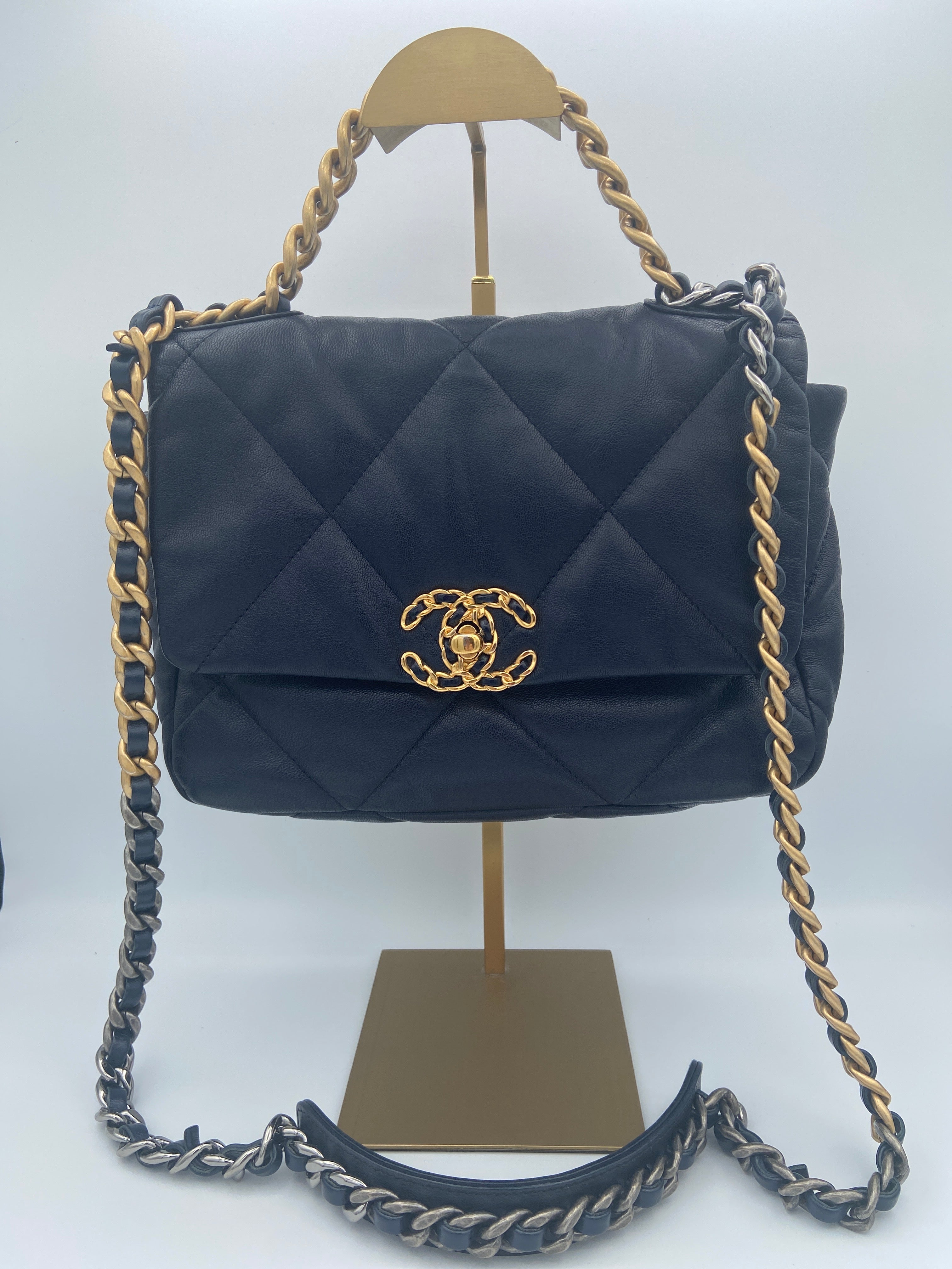 Chanel Vintage Triple Flap Bag – Black Lambskin with Gold Hardware