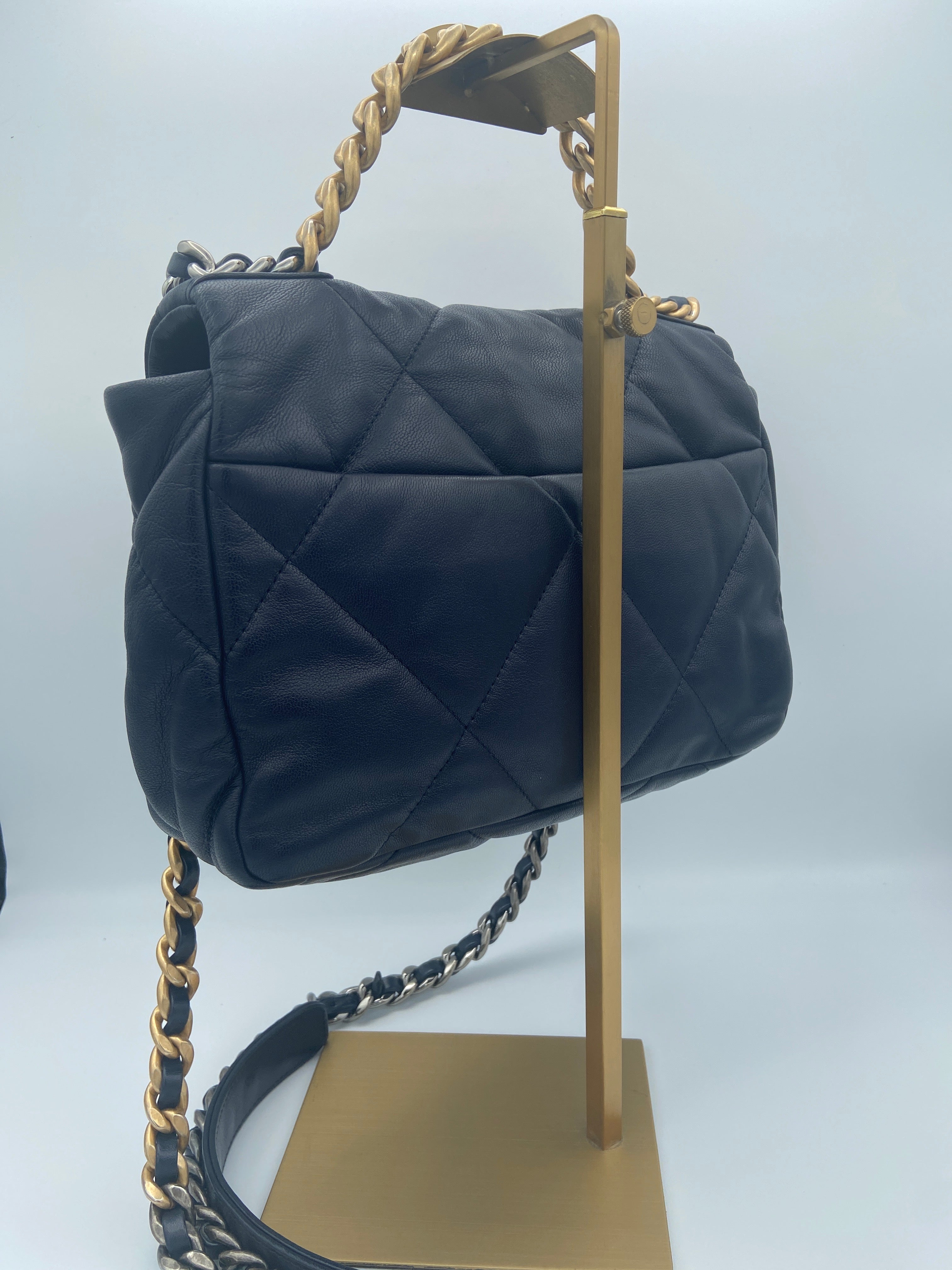 Chanel Vintage Triple Flap Bag – Black Lambskin with Gold Hardware