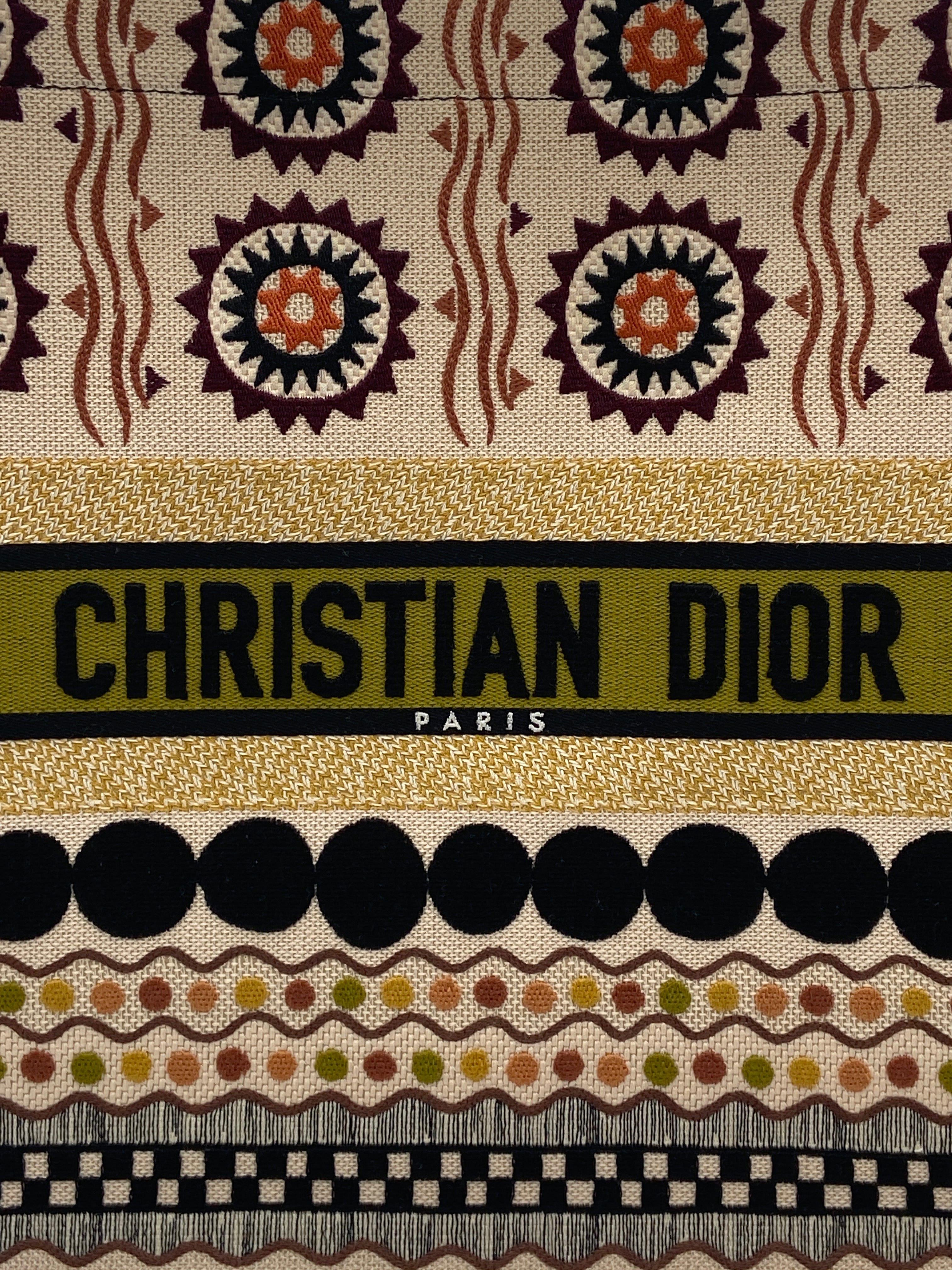 Christian Dior Book Tote – Embroidered Canvas, Multicolor Pattern