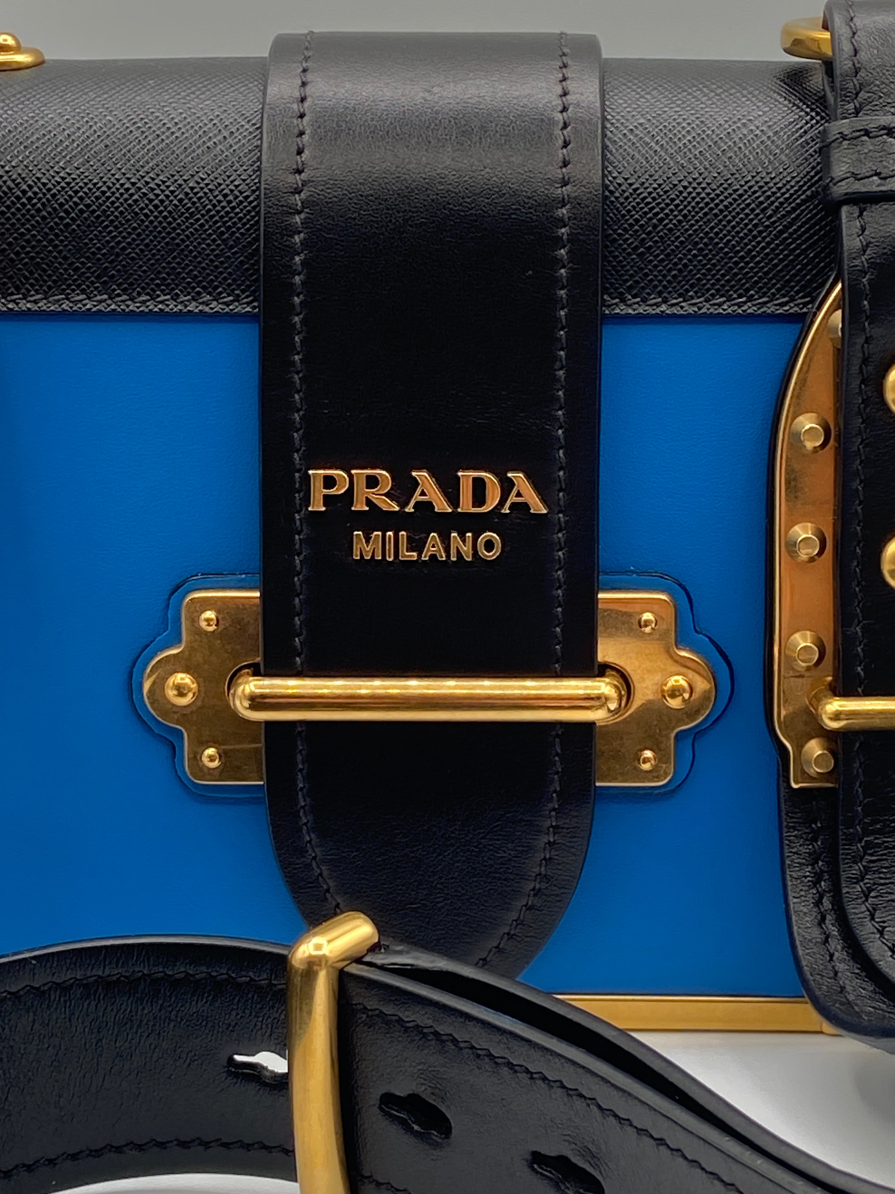Prada Cahier Shoulder Bag – Blue & Black
