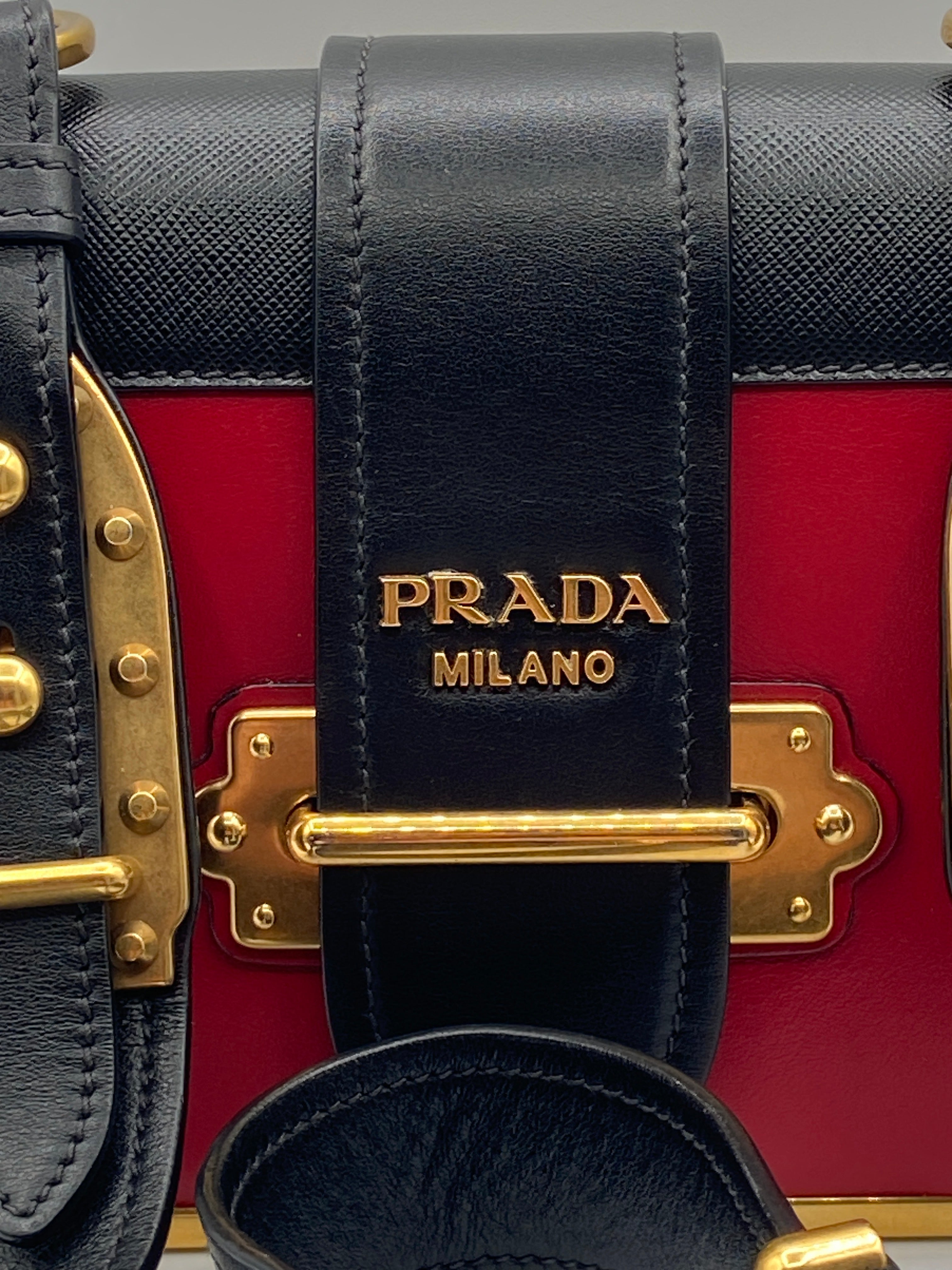 Prada Cahier Shoulder Bag – Red & Black