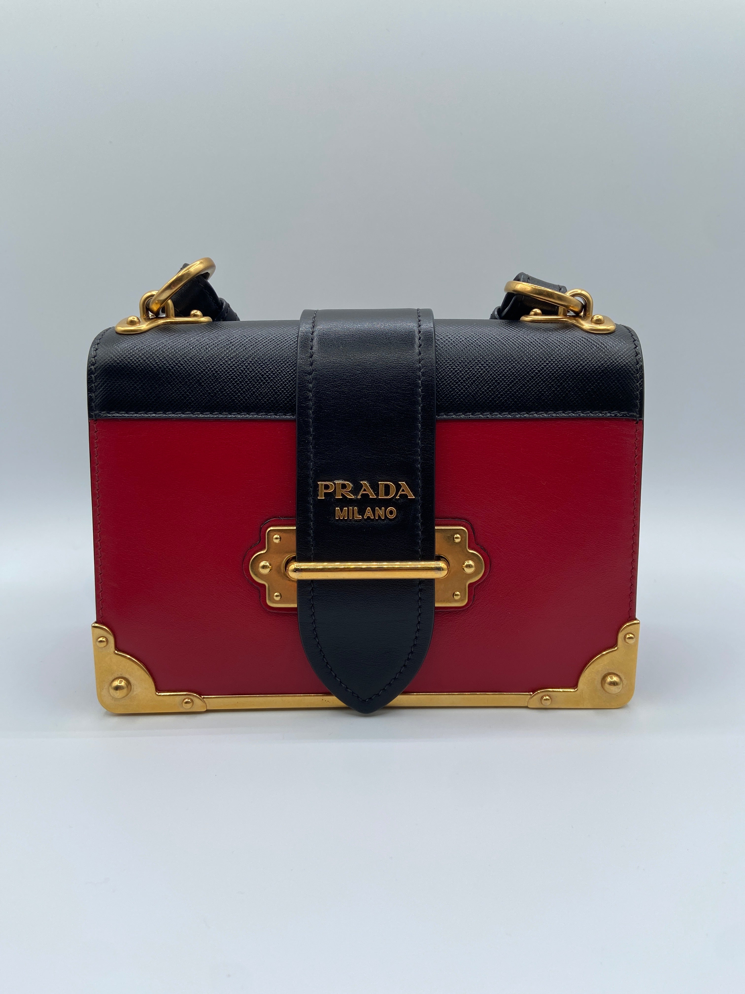 Prada Cahier Shoulder Bag – Red & Black
