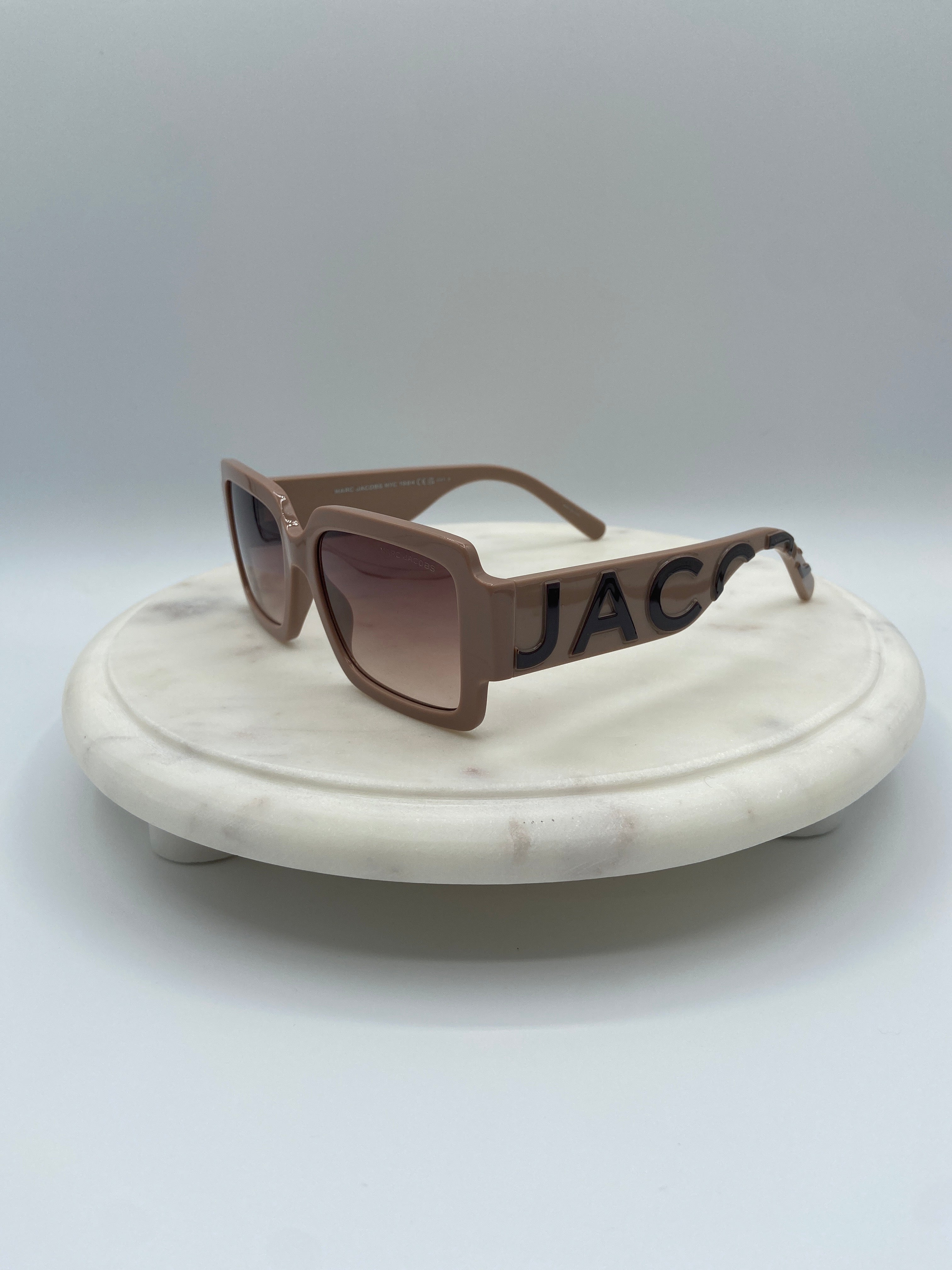 Marc Jacobs Oversized Square Sunglasses – Nude Frame with Gradient Brown Lenses