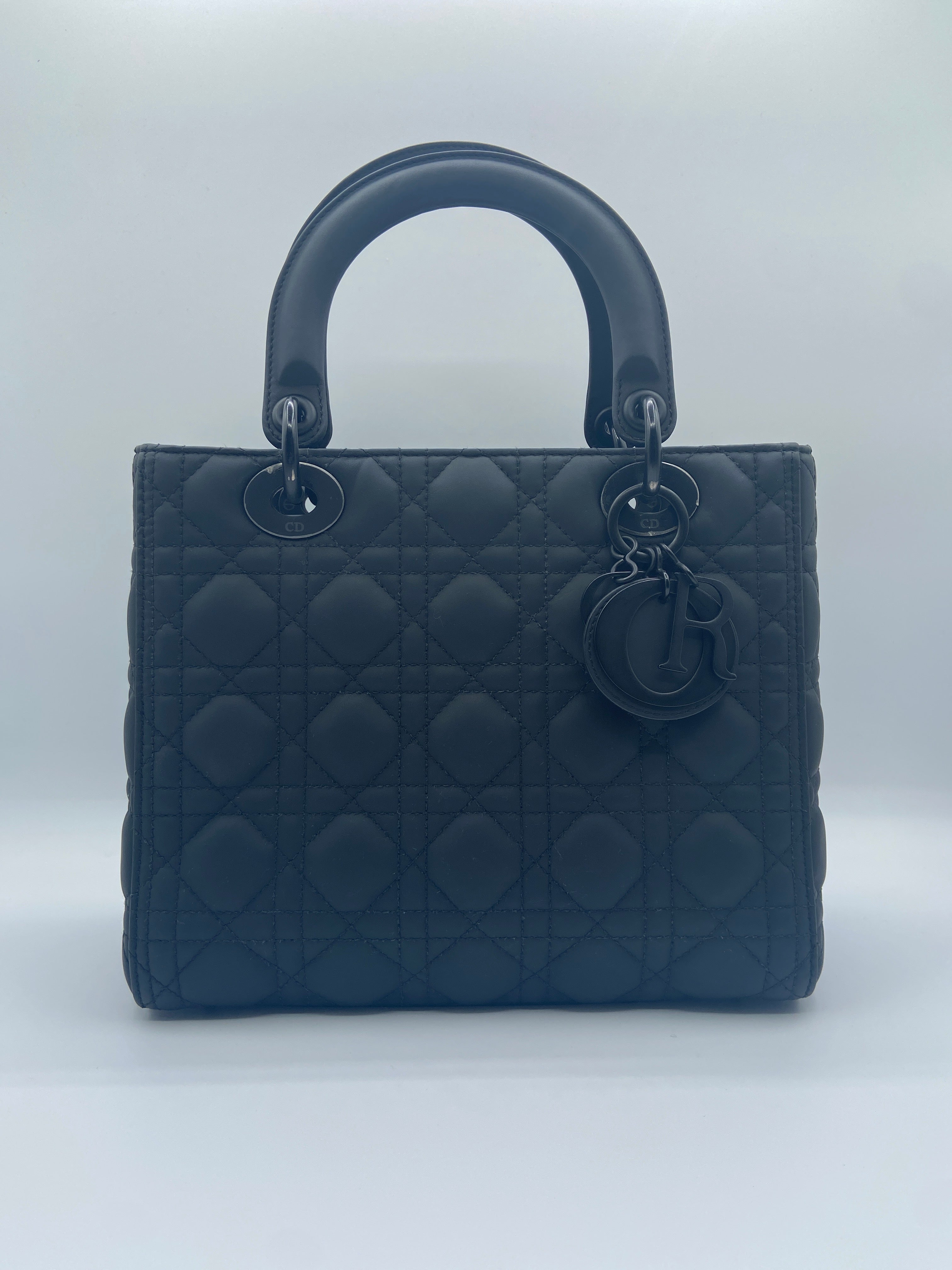 Christian Dior Lady Dior in Black Matte Cannage Calfskin