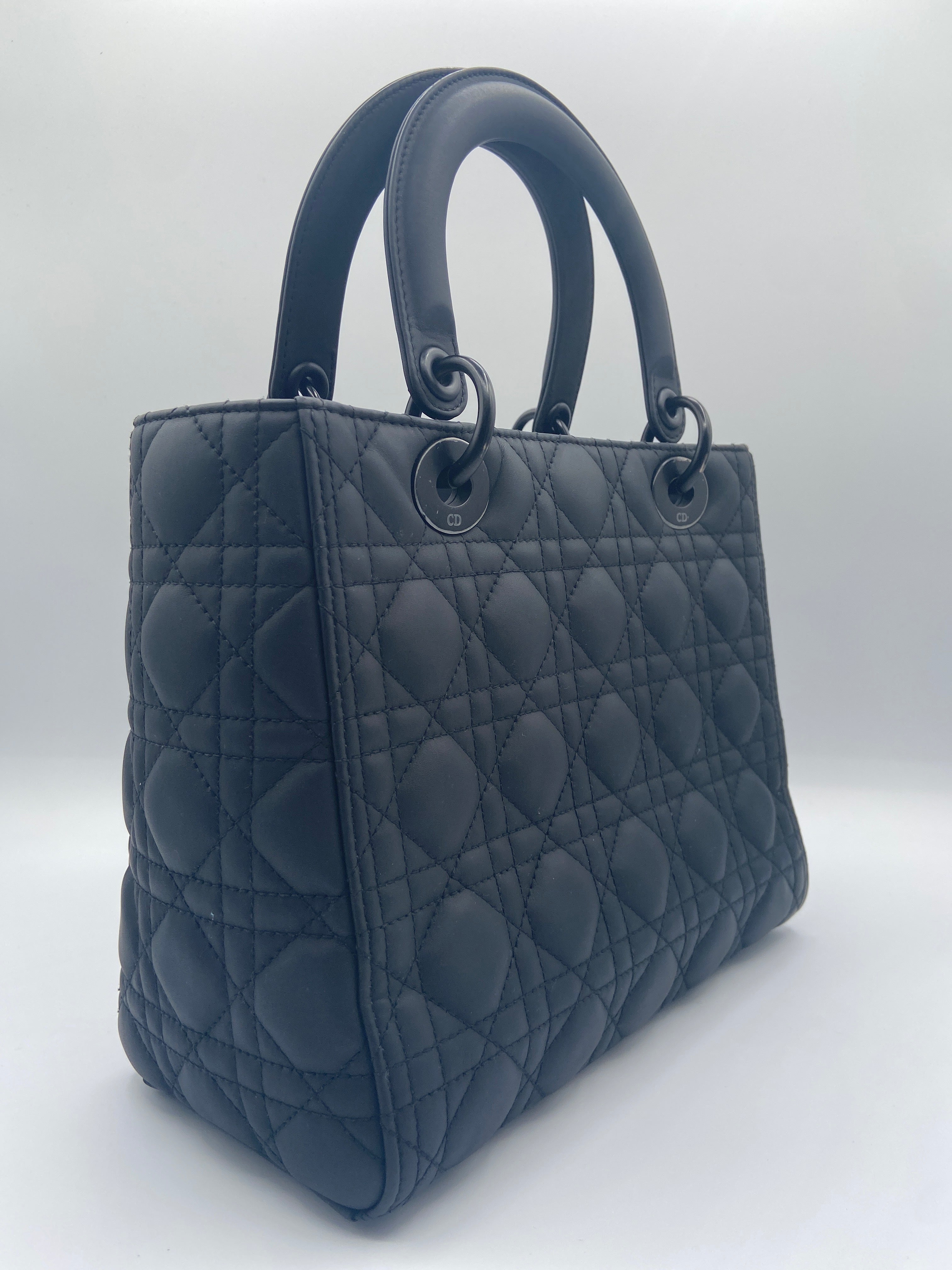 Christian Dior Lady Dior in Black Matte Cannage Calfskin