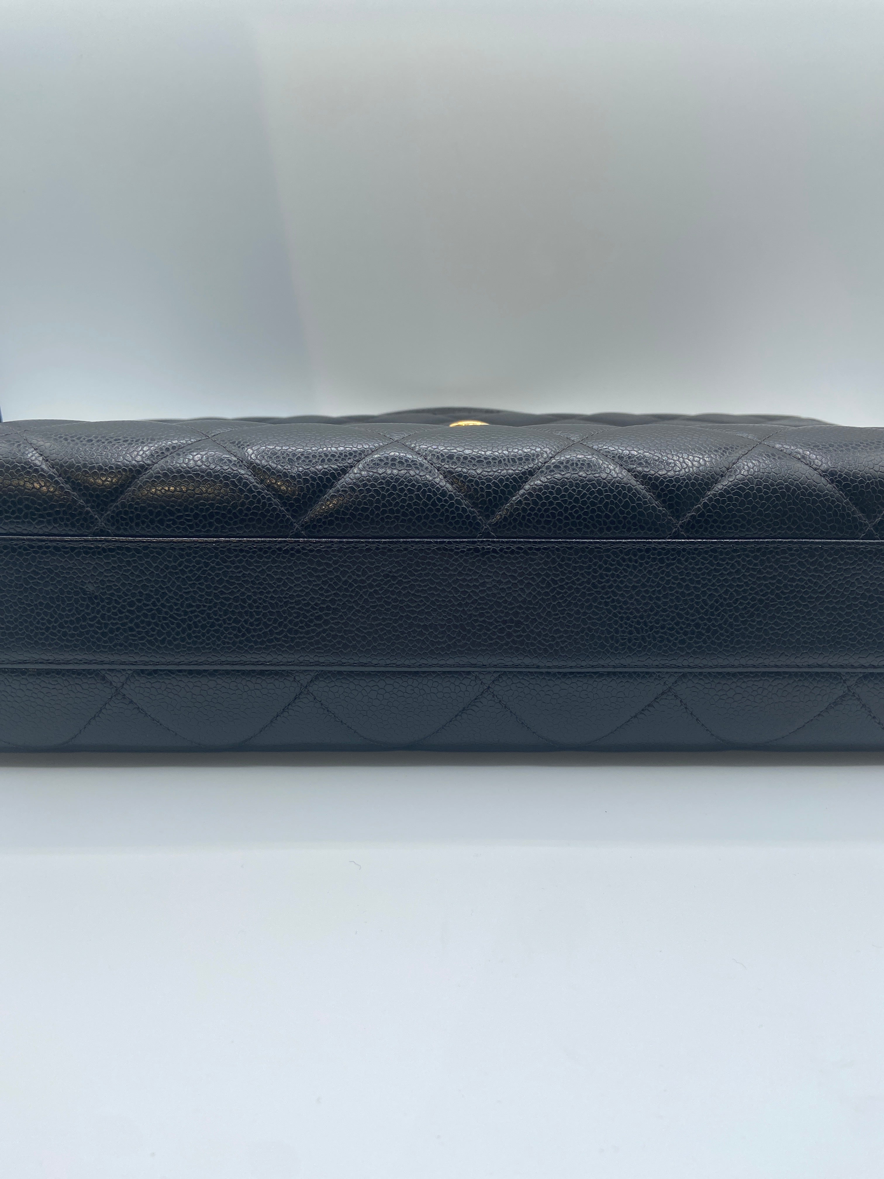 Chanel Black Caviar Leather Briefcase with Gold CC Lock