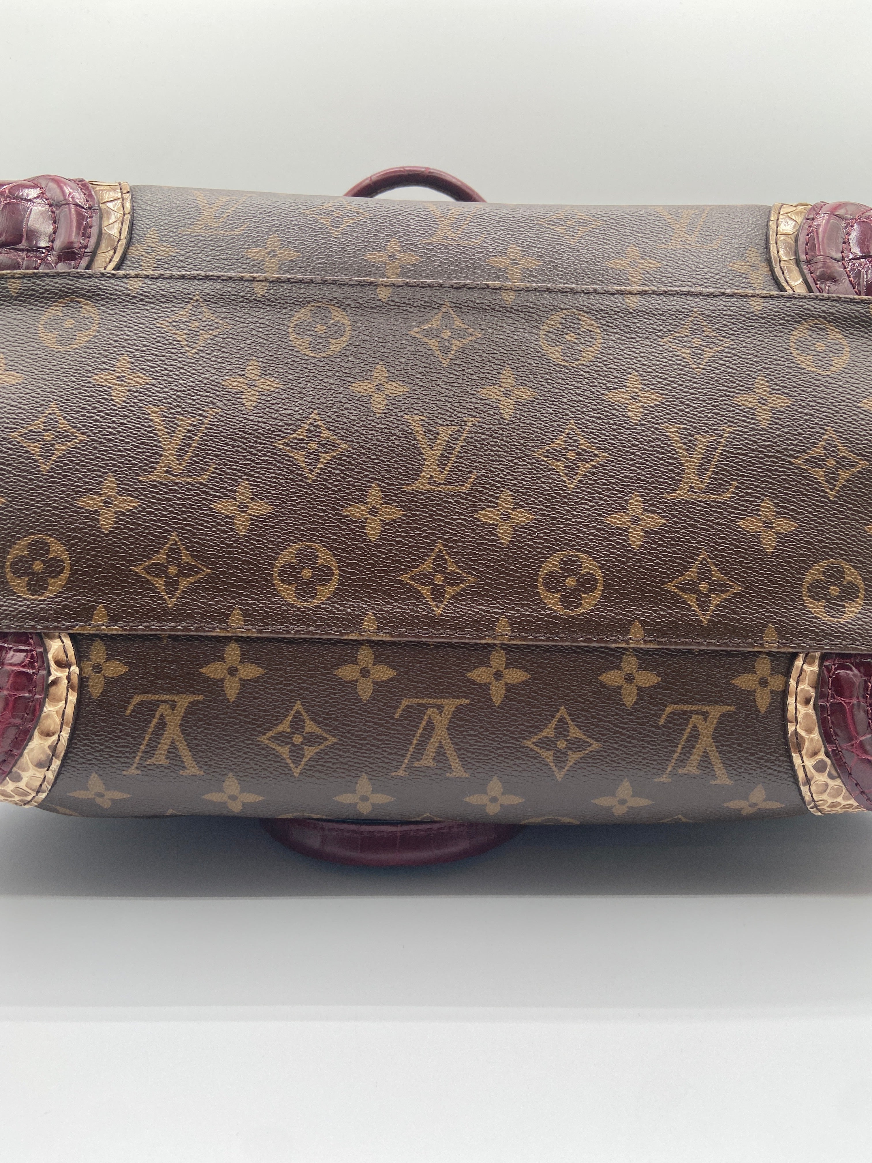 Pre-owned Louis Vuitton Limited Edition Monogram Canvas Satchel with Crocodile & Python Trim (Entrupy Certified)